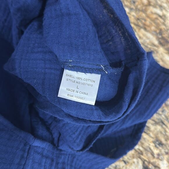 Veveret Blue Cotton Short Sleeve Button-Up Shirt Dress Size L - Picture 4 of 7